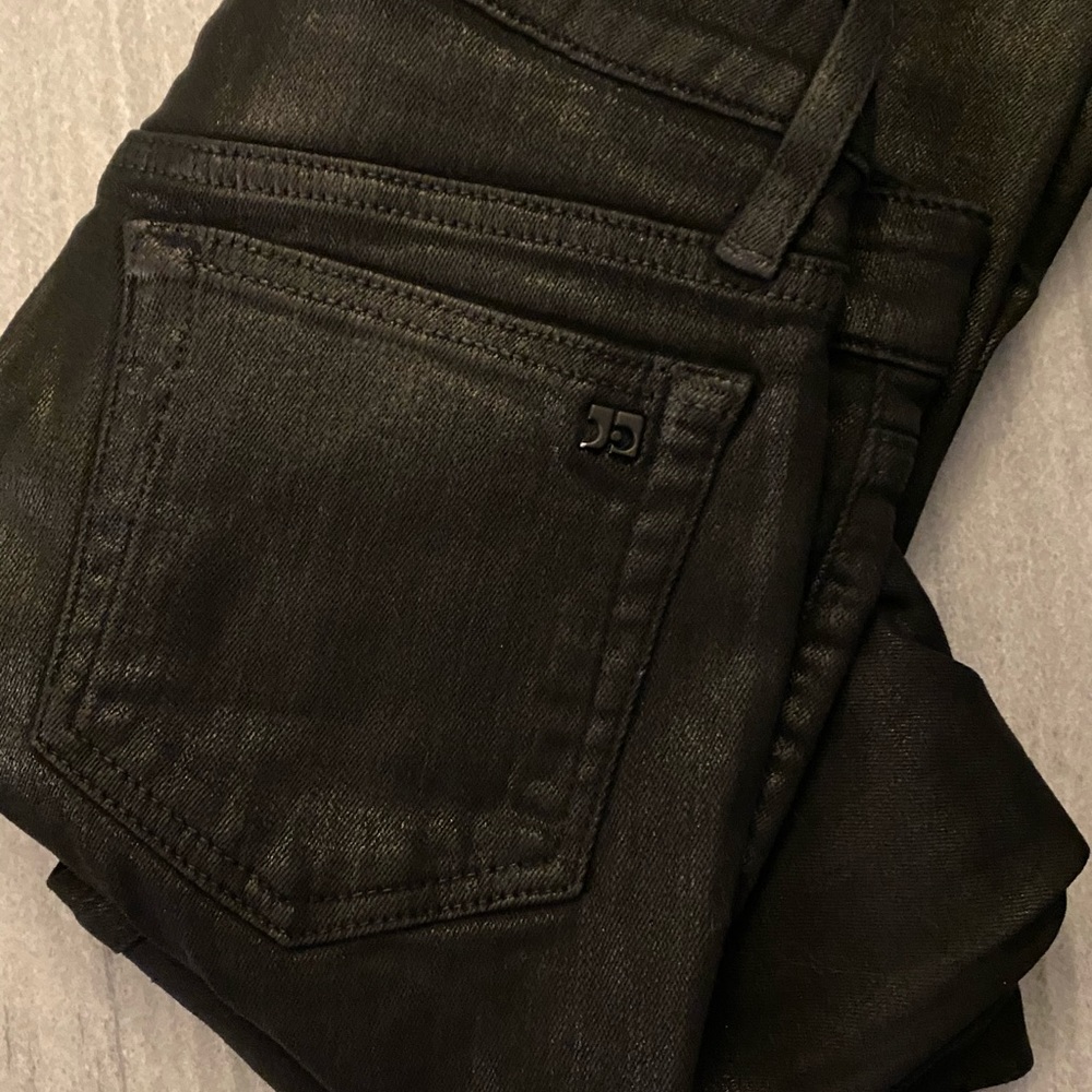 Joes Skinny Mid Rise Black Coated Jeans